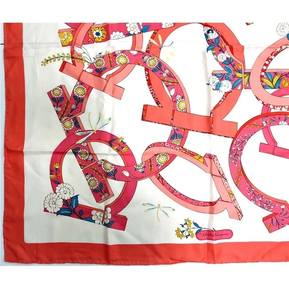 Salvatore Ferragamo Floral Pink and Red Scarf - Picture 5 of 8